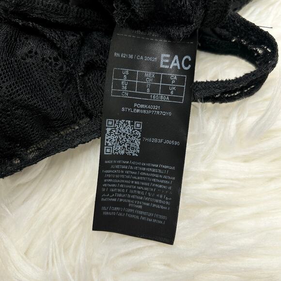 GUESS LOS ANGELES Black Lace Bodysuit Womens Size Small Baddie Grunge Velvet - Picture 6 of 6